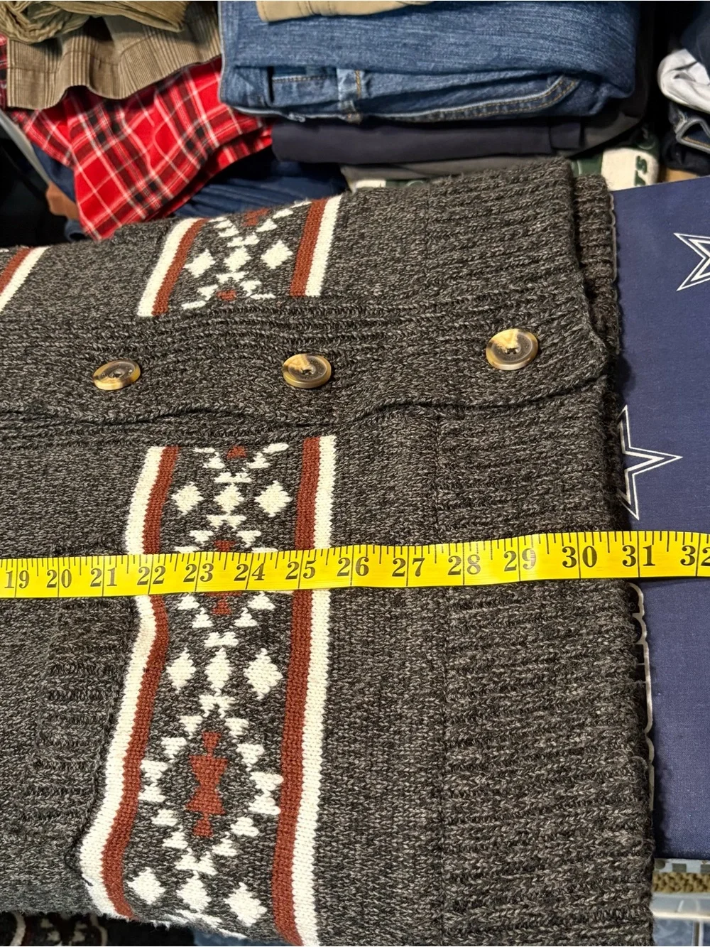 Buffalo David Bitton Charcoal Shawl Collar Patterned Cardigan